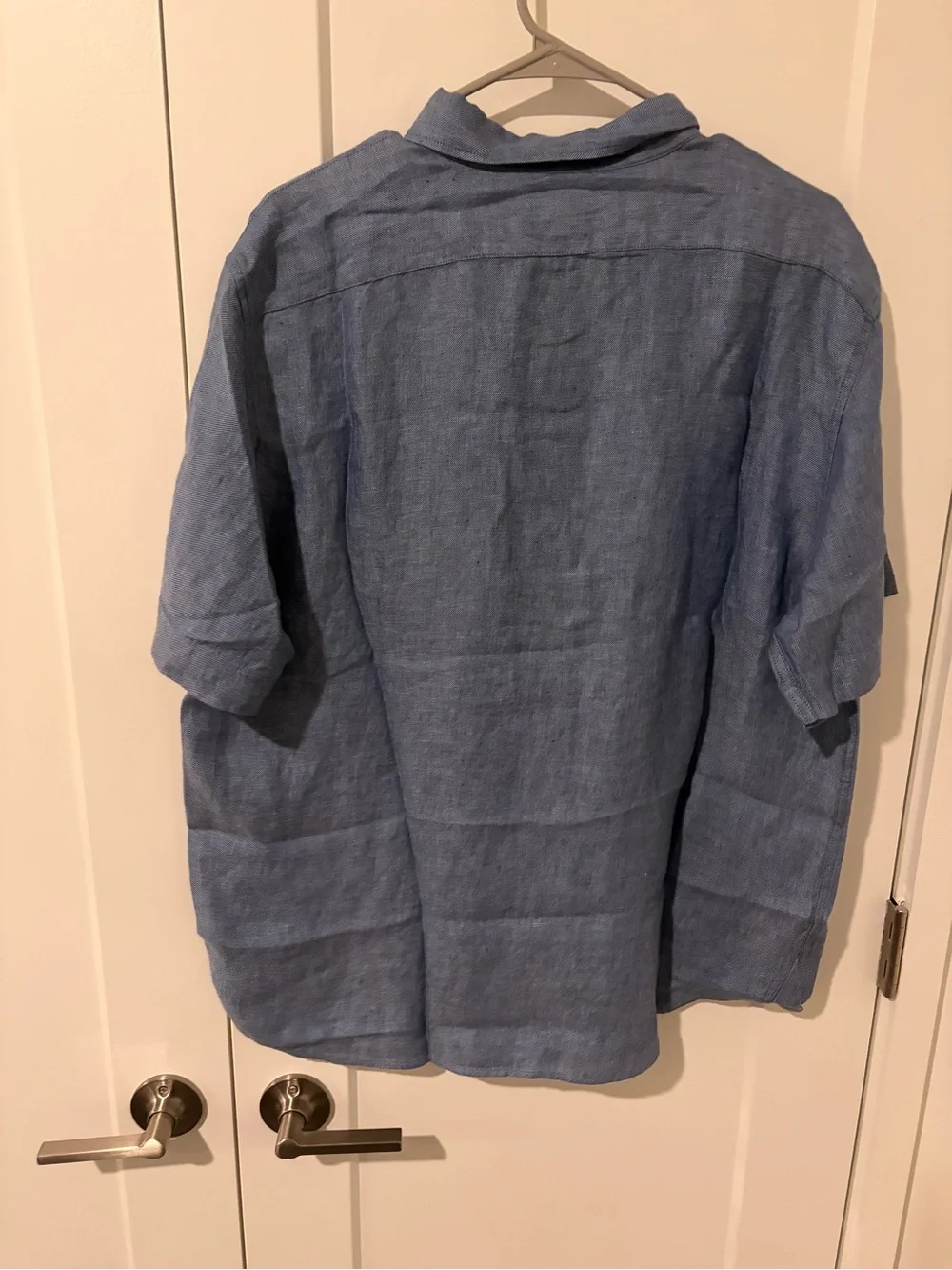 Banana Republic Blue Short Sleeve Linen Button-Down Shirt